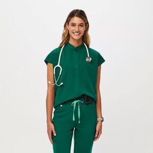 Figs Hunter Green Rafaela Oversized Scrub Top (Medium)